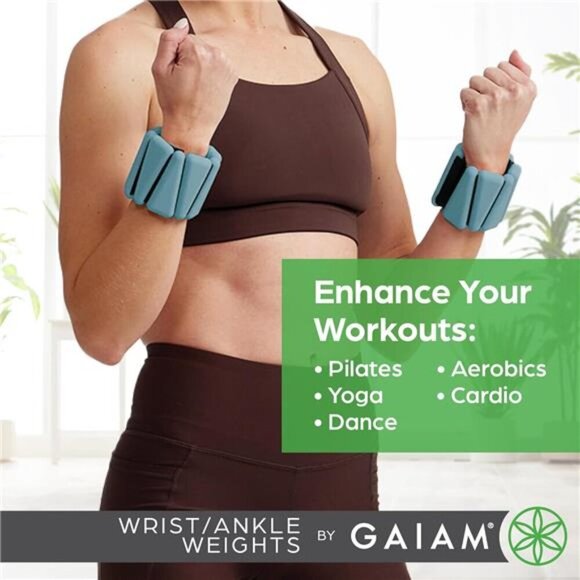 Gaiam Wrist Ankle Weights Set 2 Arm Leg Adjustable Workout Resistance Bands - Picture 3 of 7
